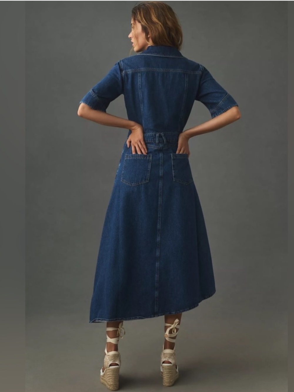 Anthropologie Deep Indigo Denim Shirt Dress - Picture 2 of 8